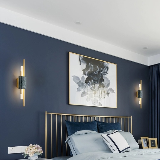 Настенный светильник KELEMA, Бра, 8*65, зеленый, мрамор, металл, LED.