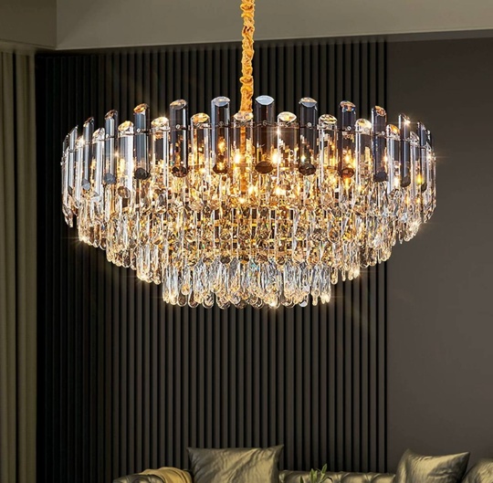 Люстра подвесная ALEV 50*30 золото, кристалл, металл, E14.