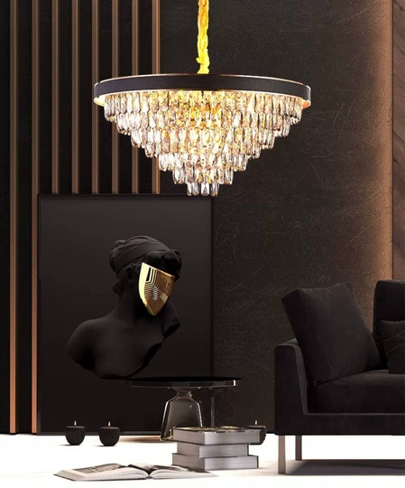 Люстра подвесная ALA 40*26 золото, кристалл, металл, Е14.