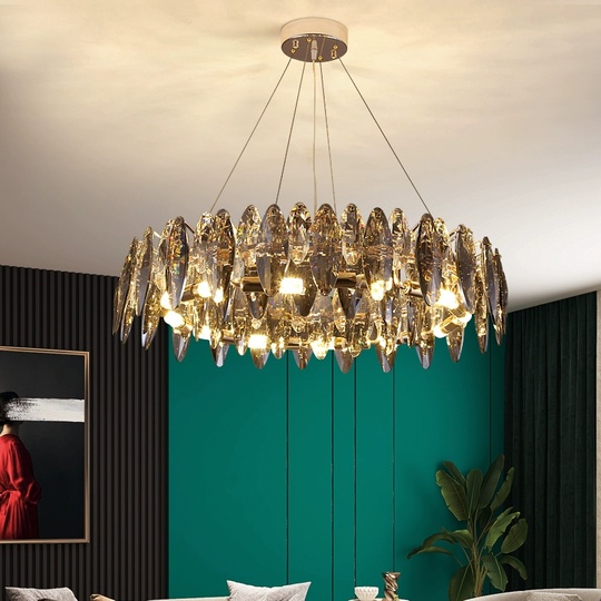 Подвесной светильник ABAZA 60*18, золотой, стекло, металл,  Е14.