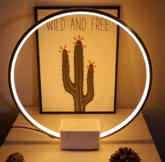 Настольная лампа RING 35*37, белый, бронза, мрамор