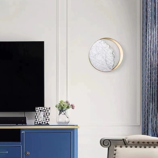 Настенный светильник ALINE, Бра 25*25, бело-серый, золотой, G9.