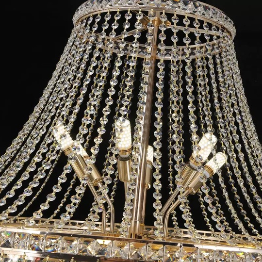 Люстра подвесная, золото, кристалл, DEVIN 100*180 металл, E14.