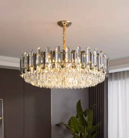 Люстра подвесная ALEV 75*30 золото, кристалл, металл, E14.