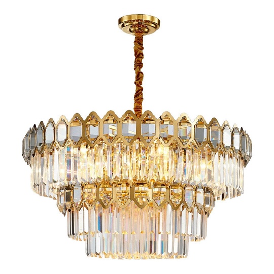 Люстра подвесная, золото, хрусталь, SHARYL 60*38, металл, E14.