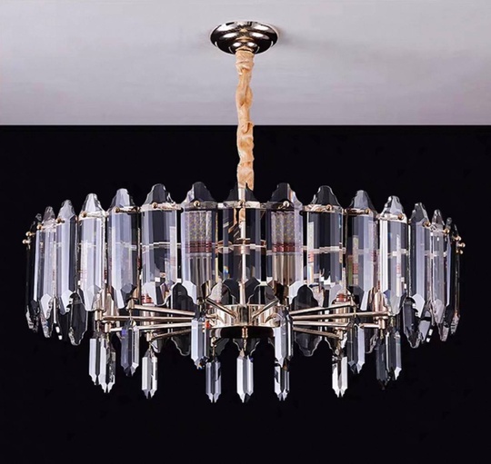 Люстра подвесная, золото, хрусталь, KISS 95*30 металл, E14.