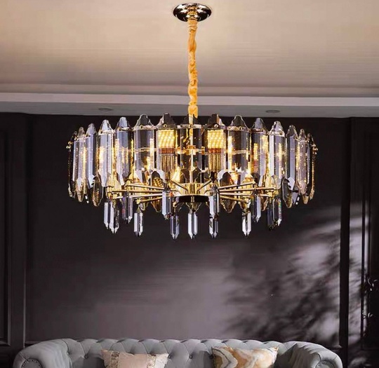 Люстра подвесная, золото, хрусталь, KISS 80*30 металл, E14.