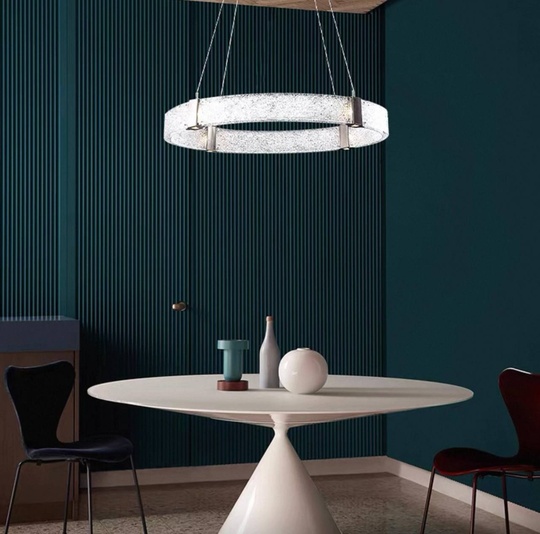 Люстра подвесная, черный, стекло, CHAIM BLACK 100*10, металл, LED