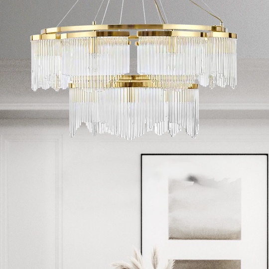 Люстра подвесная, золото, хрусталь, LATESHA 90*58, металл, E14.