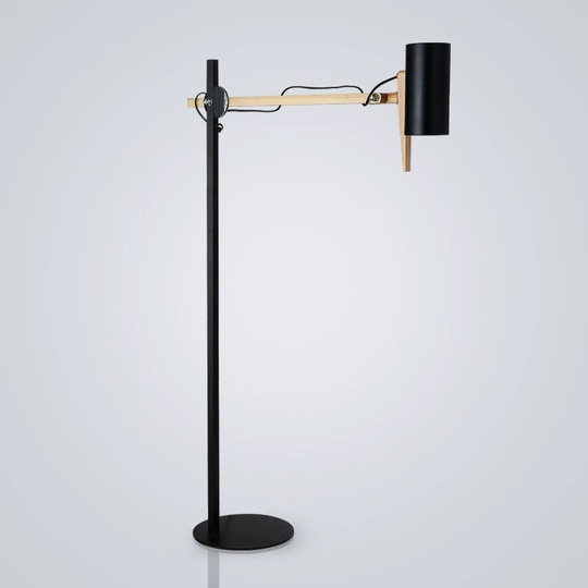 Торшер черный дерево Aluvex, 40*135 см, LED, E27, металл, дерево, 14 Вт