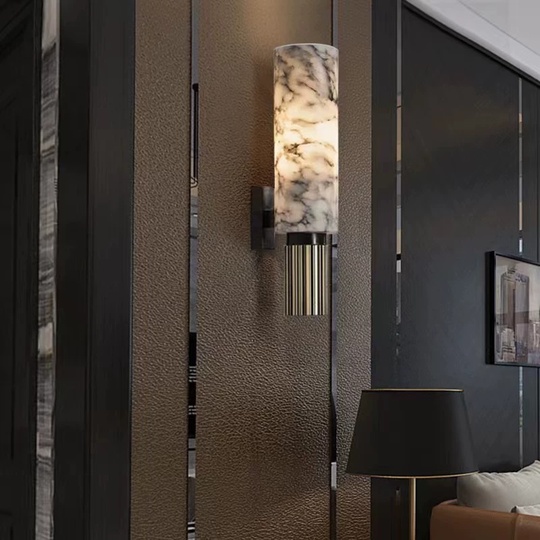 Настенный светильник EDDY, Бра 13*34, медный, мрамор, Е27.