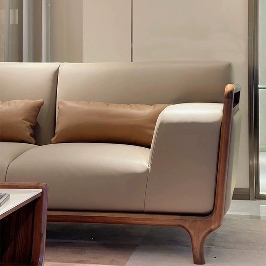 Прямой диван Alec ореховй, кожа, 192*100*83 см