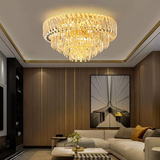 Люстра подвесная, золото, кристалл, COLIN 100*45 металл, E14.