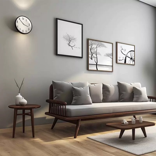 Прямой диван Thompson темный орех, ткань, 240*80*85 см