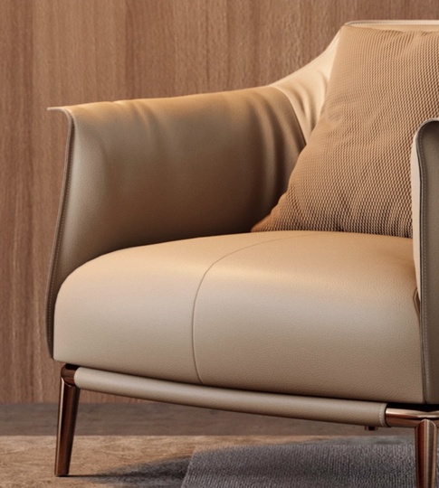 Кресло кожа Witki, 78*82*78 см, молочный, не раскладной, итальянский стиль