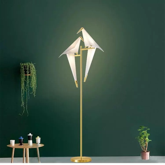 Торшер журавль-оригами, золото Shadoof Two 75*165, LED, металл, ПММА