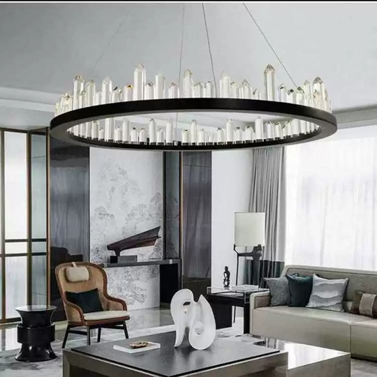 Люстра подвесная, черный, кристалл, LOGAN 120*11 металл, LED.