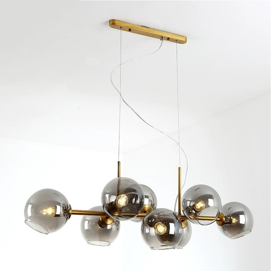 Люстра медная Zyphlor, металл, стекло дымчатое, 105*35 см, Е27