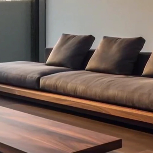 Прямой диван Shaw темный орех, кожа, 280*85*50 см