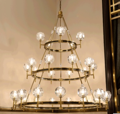 Дизайнерский светильник медный 108*83 см, лампа накаливания, E14, медь, хрусталь