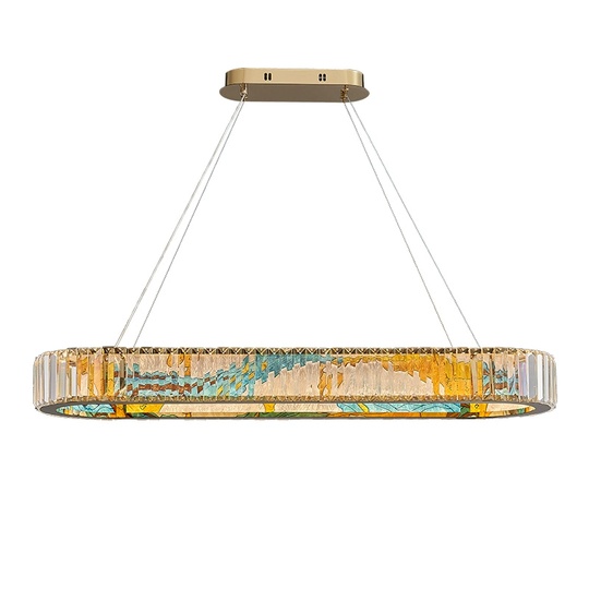 Люстра подвесная, золото, ПММА, RIVEN 150*10 металл, LED.