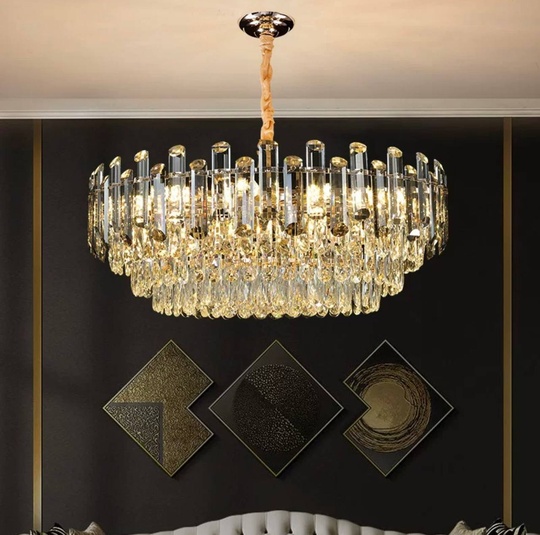 Люстра подвесная ALEV 40*26 золото, кристалл, металл, E14.