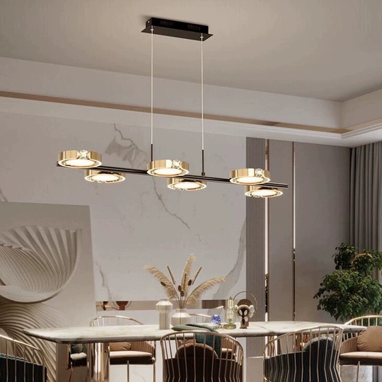 Люстра черная, золото  Elvraze, металл, 100*25 см, светодиодная, LED