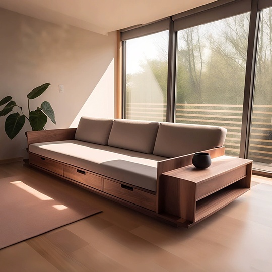 Прямой диван Jennifer темный орех, кожа, 260*85*80 см