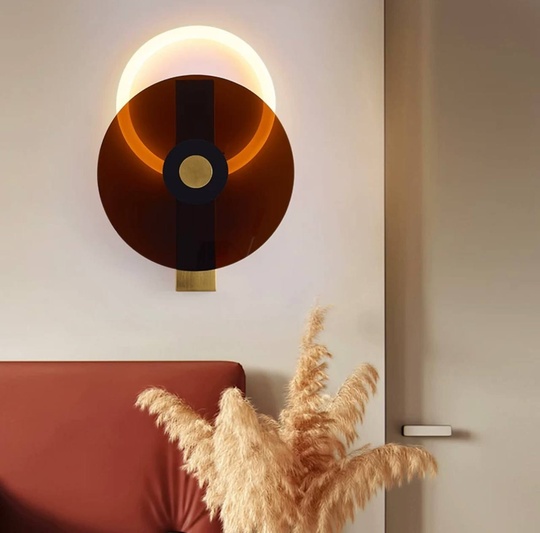 Настенный светильник, Бра, GEOFF 40*30, коричневый, металл, LED.