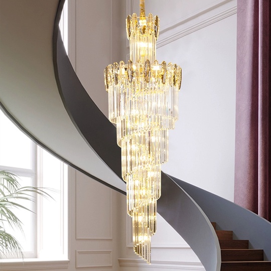 Люстра подвесная, золото, кристалл, PEACH 50*180 металл, E14.