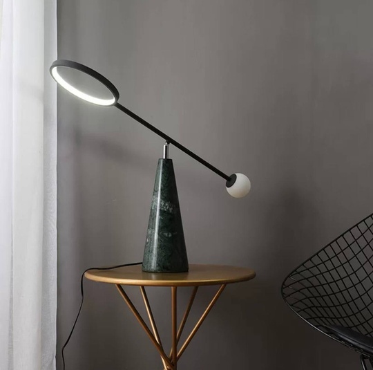 Настольная лампа LEO 55*64, мрамор, зеленый.