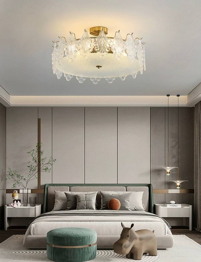 Люстра подвесная, медный, стекло, ANEMONE 40*20, металл, E14.