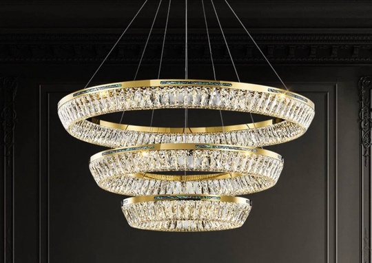 Люстра подвесная CANAN 90*180 золотой, хрусталь, металл, LED.