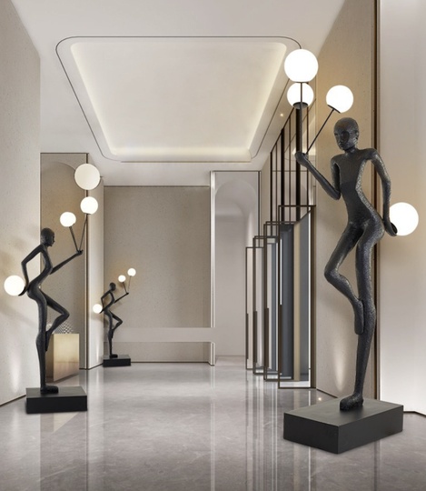 Напольный светильник золотой. Сила света - 215 см, E27, 15 Вт