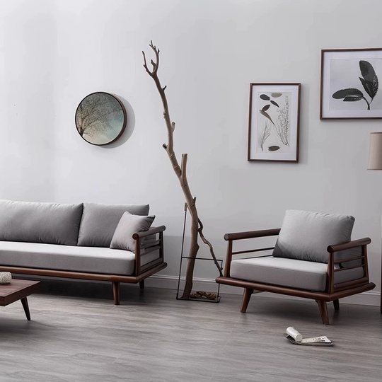 Прямой диван Brown черный орех, ткань, 240*85*85 см