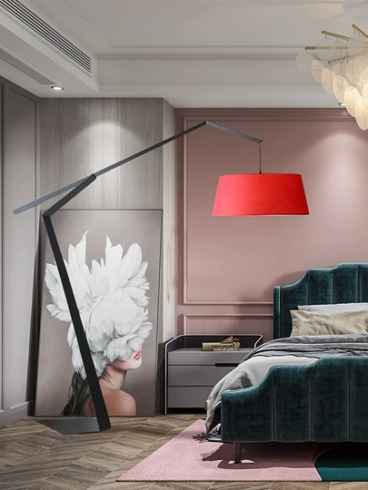 Торшер, черный, белый, Lumens 200*200, светодиодный, E27, металл, ткань