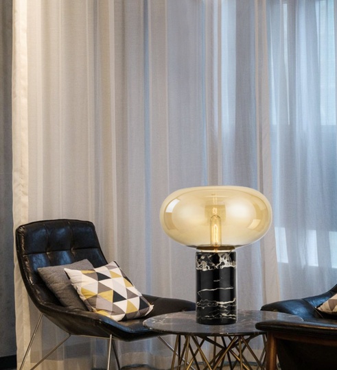 Настольная лампа черная под мрамор Nordic Marble, 32*38 см