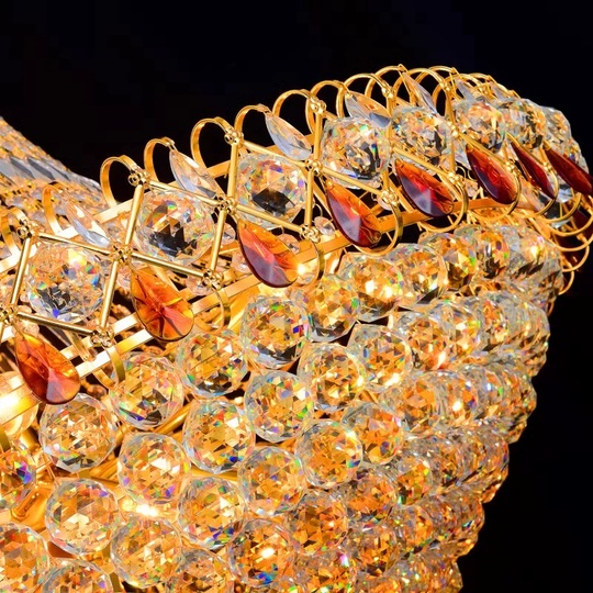 Люстра подвесная, золото, хрусталь, COOPER 100*150 металл, E14.