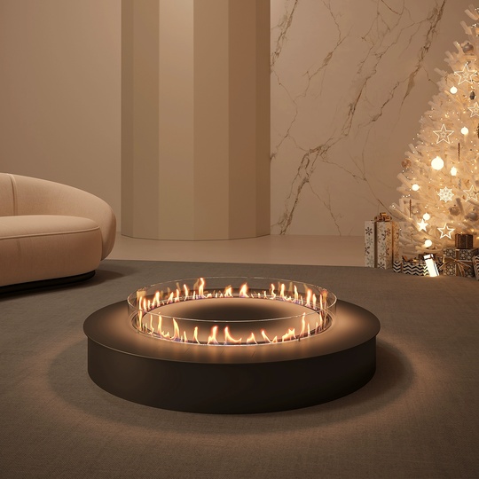 Дизайнерский камин с живым пламенем, черный, Fesco, 80*30 см, жидкостный