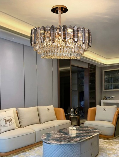 Люстра подвесная BERKE 60*30 дымчатый, стекло, металл, Е14.