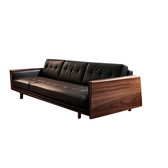 Прямой диван Courtney темный орех, кожа, 240*85*80 см