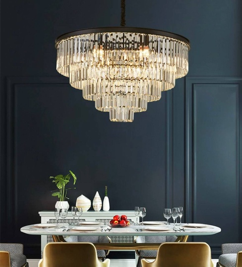 Люстра подвесная, черный, стекло, AYBAN 60*36, металл, E14.