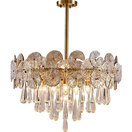 Люстра подвесная, бронза, кристалл, OSCAR 65*42 металл, E14.