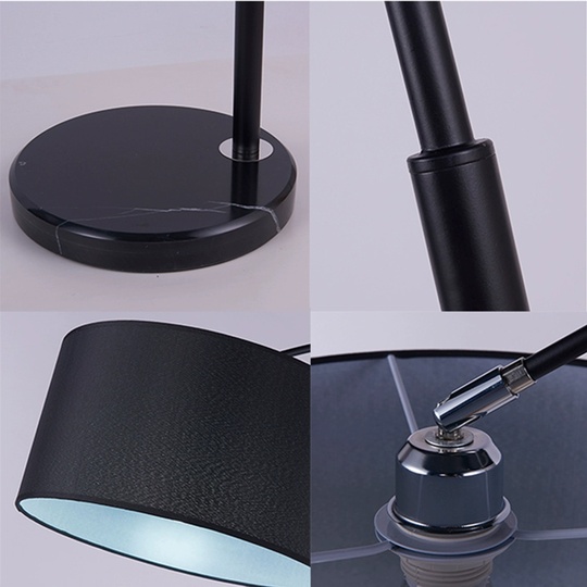 Торшер, черный, Papua black 150*90, светодиодный, Е27, металл, ткань, мрамор