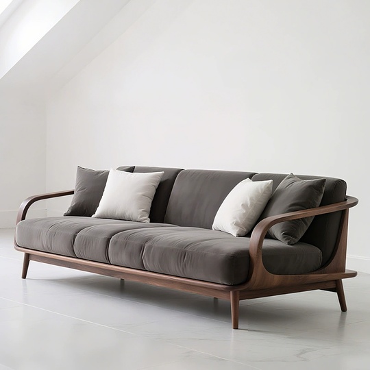 Диван черный орех, 240*85*80 см, итальянский стиль, ткань, не раскладной