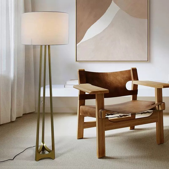 Торшер белый, бронза Neal 50*155, светодиодный, E27, металл, пластик