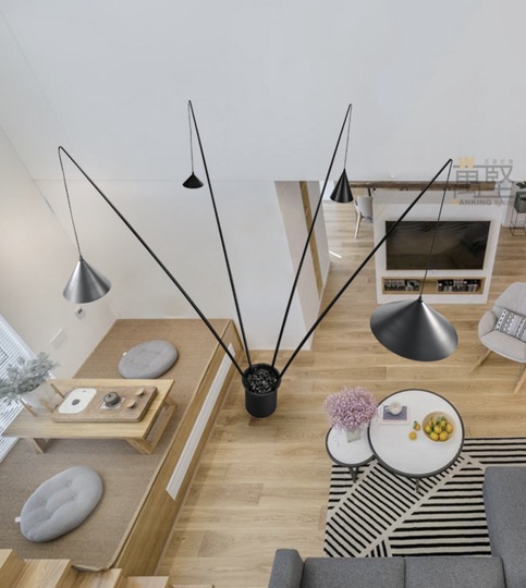 Напольный светильник 4 плафона черный North Vibia3, E27, 20 Вт