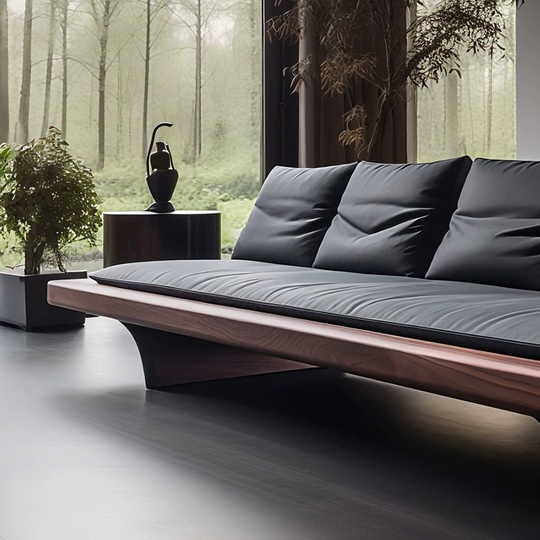 Прямой диван Leo чёрный орех, ткань, 240*85*80 см