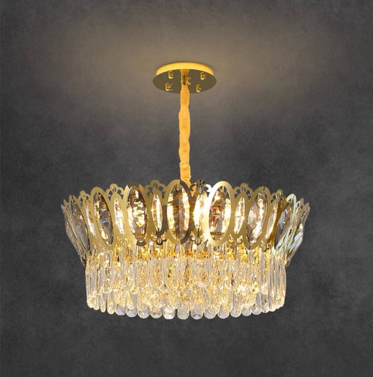 Люстра подвесная, золото, кристалл, DAMIAN 80*23 металл, E14.