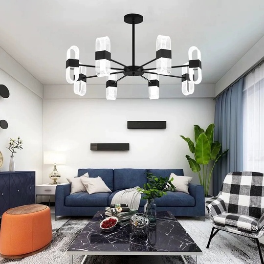 Люстра подвесная, черный, ПММА, AEGEN 70*30, металл, LED